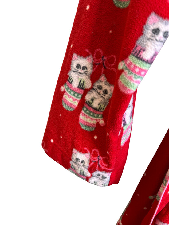 Nick & Nora Robe M/L Red Kittens in Mittens Cats Fleece Holiday Christmas - Picture 5 of 8